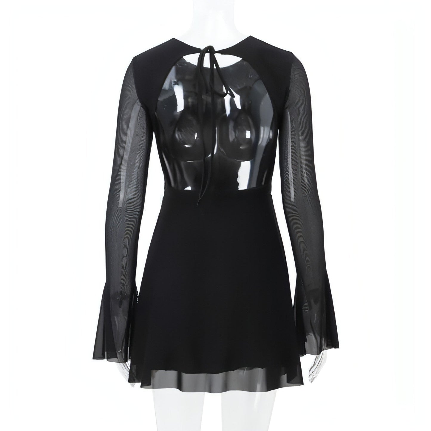 Vestido de Malha Justo com Decote Redondo e Mangas Compridas