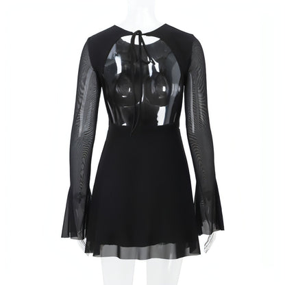 Vestido de Malha Justo com Decote Redondo e Mangas Compridas