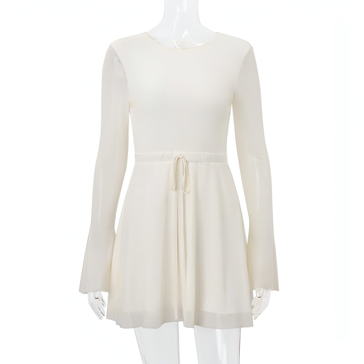Vestido de Malha Justo com Decote Redondo e Mangas Compridas