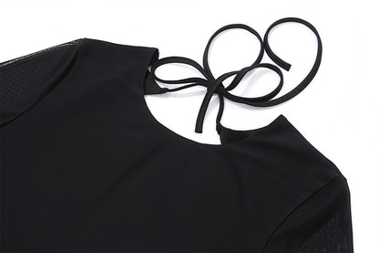 Vestido de Malha Justo com Decote Redondo e Mangas Compridas