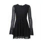 Vestido de Malha Justo com Decote Redondo e Mangas Compridas