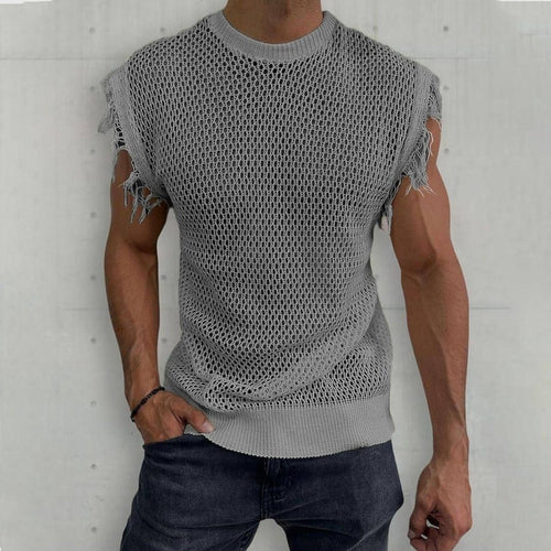 Colete de Malha de Verão com Decote Redondo Sem Mangas (Tank-Top) Homem