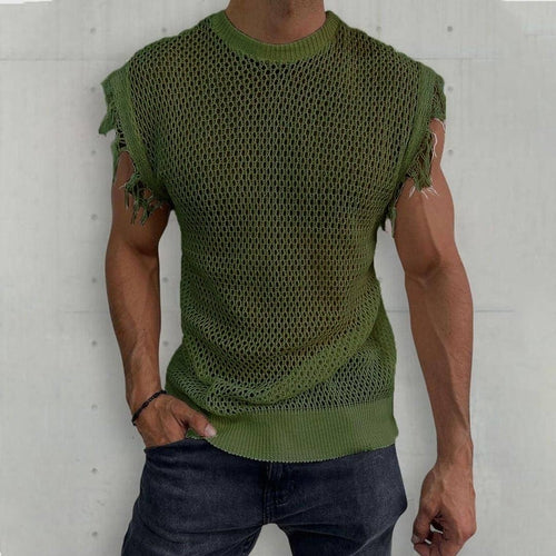 Colete de Malha de Verão com Decote Redondo Sem Mangas (Tank-Top) Homem