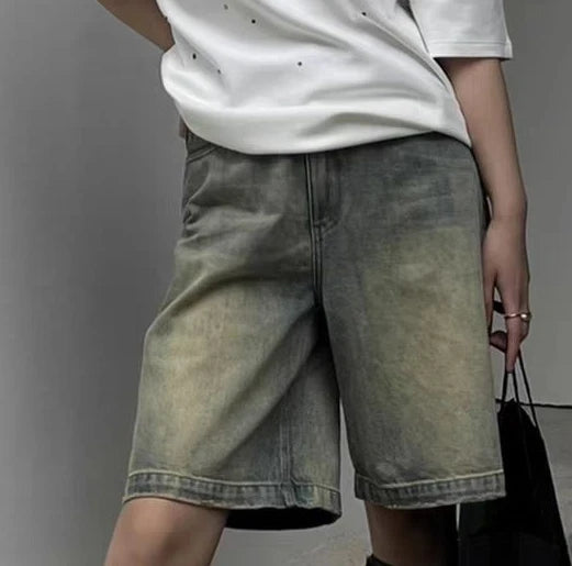 Calções de Ganga Mulher Cintura Alta Streetwear Chic S-4XL
