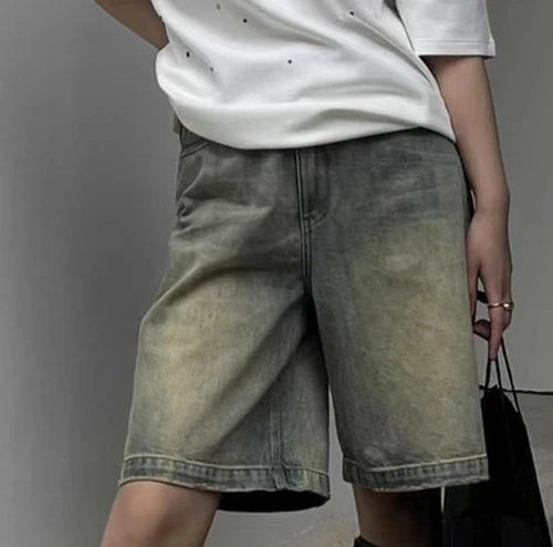 Calções de Ganga Mulher Cintura Alta Streetwear Chic S-4XL