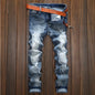 Jeans Rasgados de Cor Clara para Homem – Corte Slim Desgastado