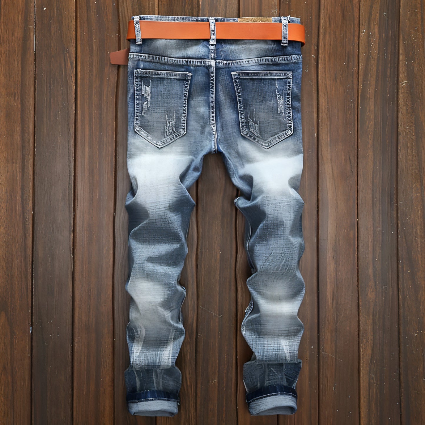 Jeans Rasgados de Cor Clara para Homem – Corte Slim Desgastado