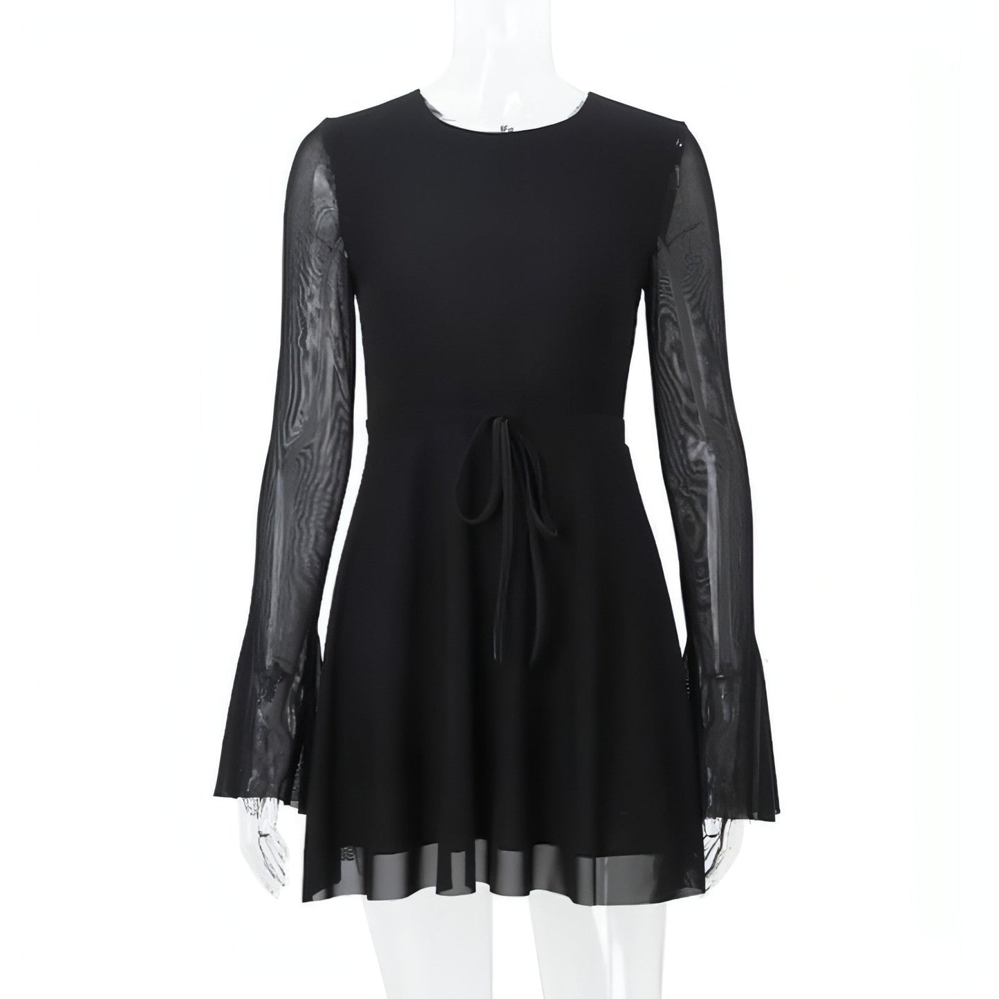Vestido de Malha Justo com Decote Redondo e Mangas Compridas